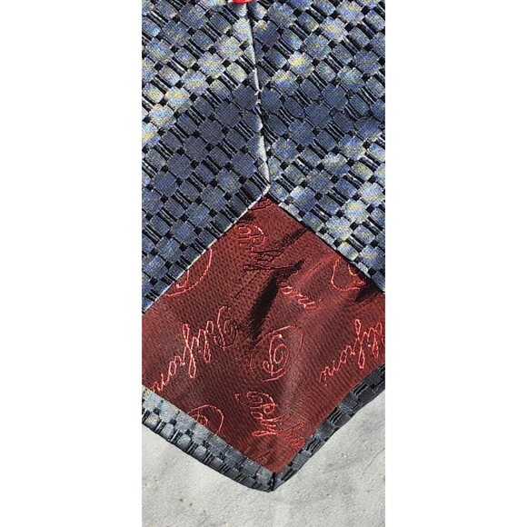 Blue Geometric Silk Tie Set Lot of 3 – Harvé Benard, Stafford, Polifroni Milano - Picture 7 of 16